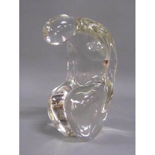 212 - A Murano ARS Roberto Cammozzo clear glass sculture - kneeling nude female, factory mark to base and ... 