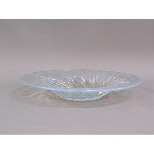 216 - An Art Deco Lalique 'Algues' moulded glass dish, slightly opalescent, stencil mark R.Lalique France,... 