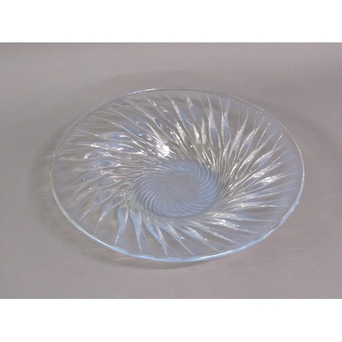 216 - An Art Deco Lalique 'Algues' moulded glass dish, slightly opalescent, stencil mark R.Lalique France,... 