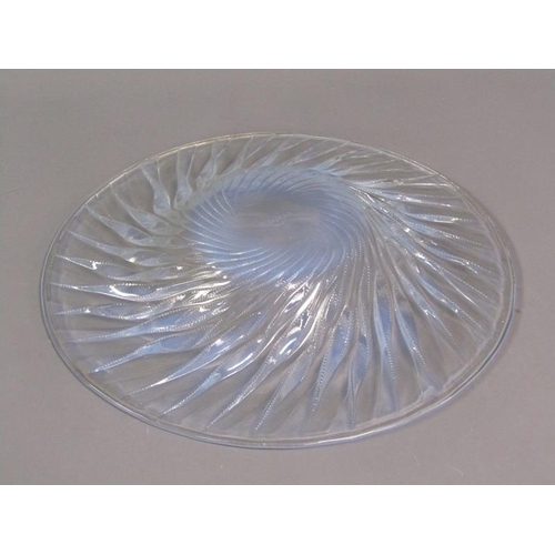 216 - An Art Deco Lalique 'Algues' moulded glass dish, slightly opalescent, stencil mark R.Lalique France,... 