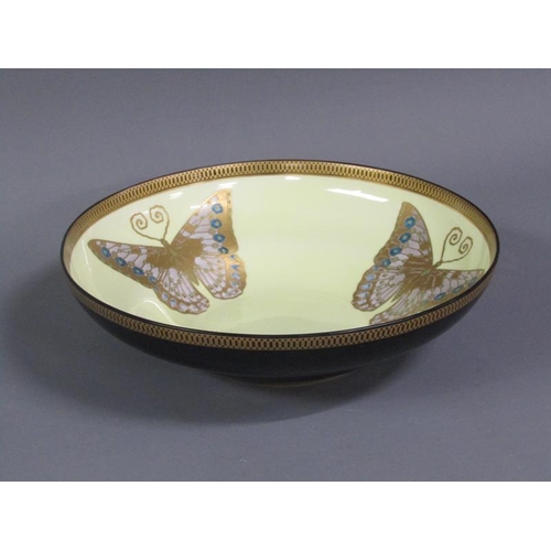 229 - A Royal Worcester floating flower bowl decorated with three gilt and enamel butterflies, c.1919, 30c... 