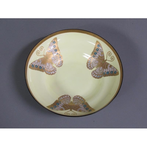 229 - A Royal Worcester floating flower bowl decorated with three gilt and enamel butterflies, c.1919, 30c... 