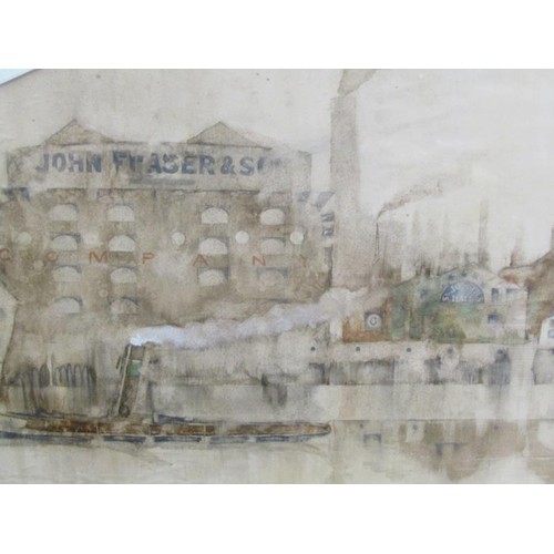 262 - Stephen Goddard - East Indian Dock - Rotherhithe, watercolour, framed and glazed, 40cm x 92cm.