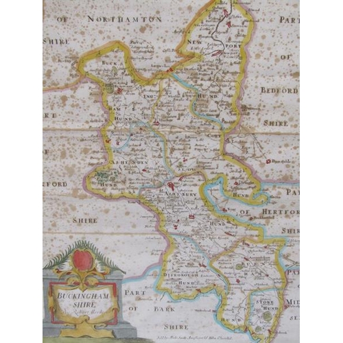 1014 - ROBERT MORDEN - F/G ANTIQUE MAP OF BUCKINGHAMSHIRE, 44CM X 36CM