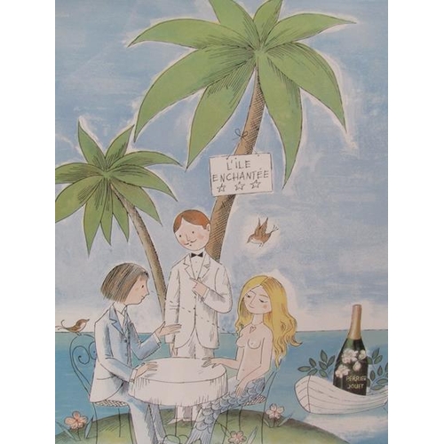 1053 - A JOILLAUME -  CHAMPAGNE PERRIER JOUET ADVERTISING PRINT, & PEYNET - ADVERTISING PRINT EACH 72CM X 5... 