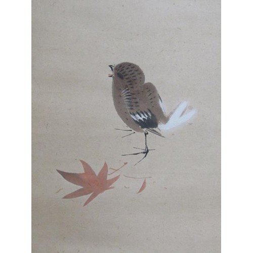 1010A - 19c ORIENTAL SCROLL WITH BIRDS