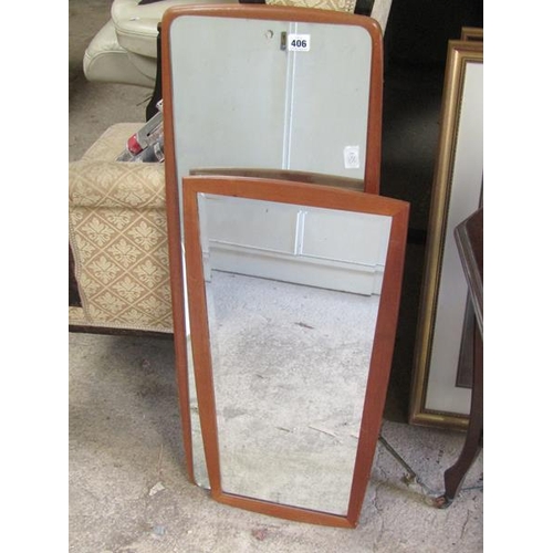 406 - TWO TEAK FRAMED MIRRORS