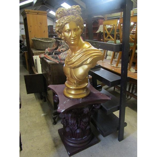 440 - LARGE PLASTER BUST AND STAND