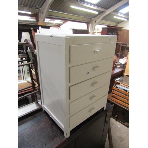 458 - WHITE PAINTED FIVE DRAWER CHEST