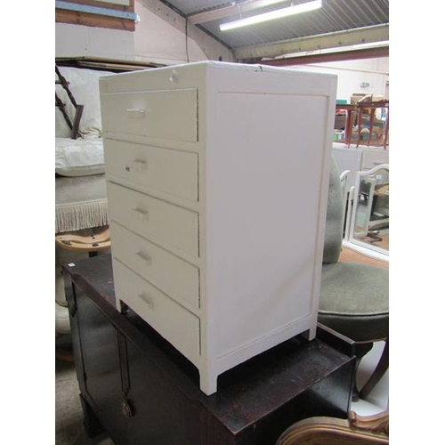 458 - WHITE PAINTED FIVE DRAWER CHEST