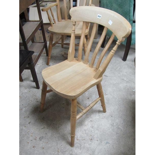 618 - EIGHT BEECH SLAT BACK CHAIRS