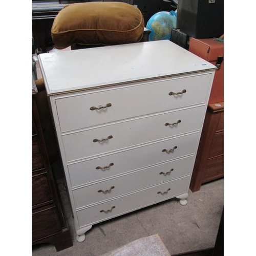 628 - CREAM FIVE DRAWER CHEST