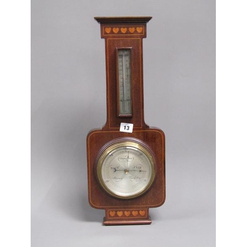 13 - EDWARDIAN MAHOGANY CASED WALL BAROMETER