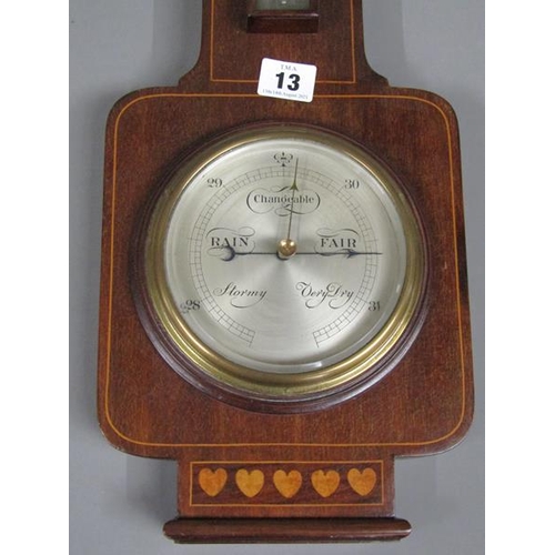 13 - EDWARDIAN MAHOGANY CASED WALL BAROMETER