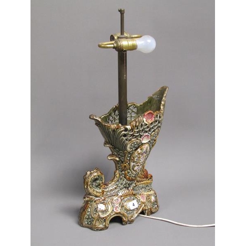 4 - CONTINENTAL MAJOLICA TABLE LAMP