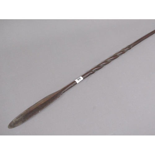 40 - CARVED WOODEN AFRICAN SPEAR