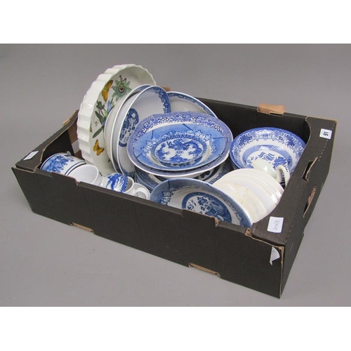 91 - BOX OF B&W AND ORIENTAL TEA AND TABLEWARES