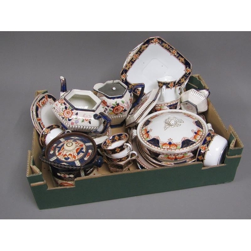 97 - BOX OF TEA AND TABLEWARE TO INCL BRITTAINIA POTTERY