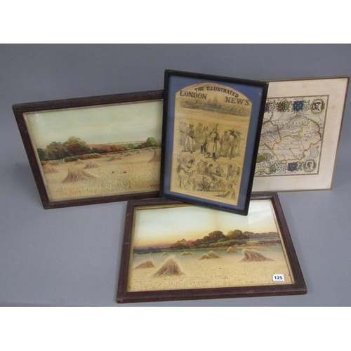 125 - PAIR OF FRAMED COLOURED PRINT AFTERS GEORGE OYSTON; FRAMED ILLUSTRATED LONDON NEWS; ONE OTHER