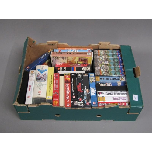 130 - THREE BOXES TO INCL DVD'S, VIDEOS ETC