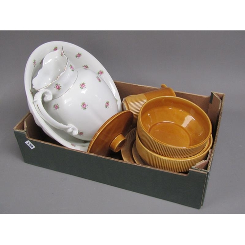 139 - BOX OF CERAMICS - WASH BOWL & JUG, KERAMOS TABLEWARES