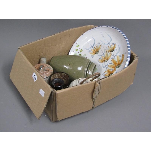 166 - BOX OF MIXED STUDIO POTTERY