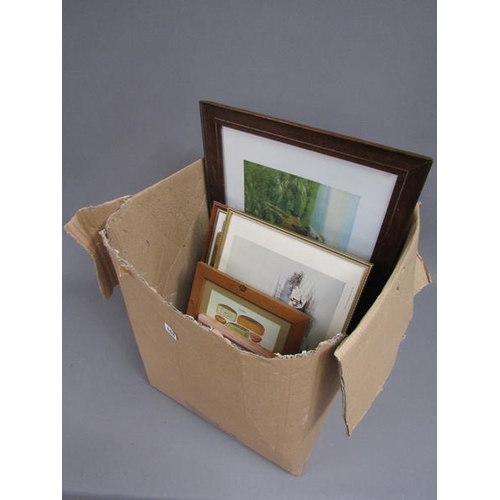 168 - BOX OF MIXED PICTURES AND PRINTS