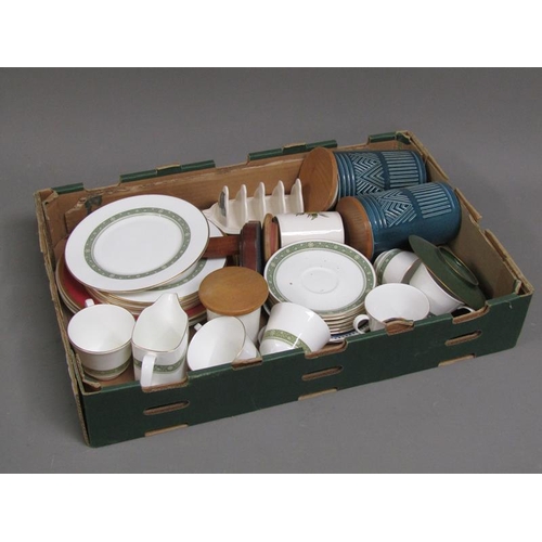 191 - BOX OF MIXED CERAMICS AND TEAWARES INCL ROYAL DOULTON