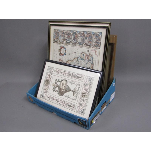 218 - QTY OF FRAMED ENGRAVINGS, PRINTS, MAPS