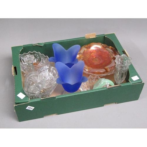 223 - BOX OF MOUDLED AND CRYSTAL GLASSWARE