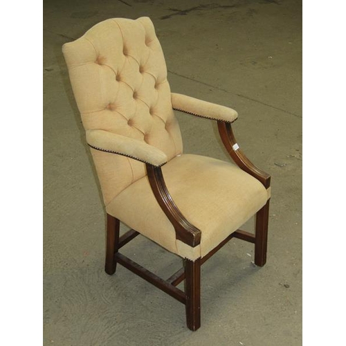 385 - SIX REPRODUCTION BUTTON BACK ARMCHAIRS