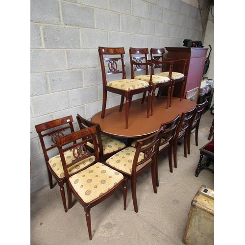 366 - REPRODUCTION D END DINING TABLE AND 10 CHAIRS