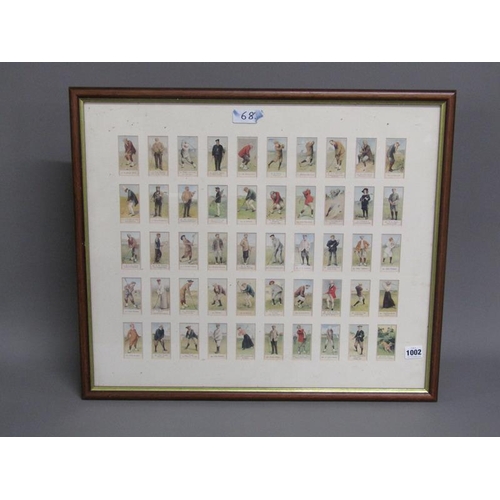 1002 - FRAMED SERIES OF FIFTY GOLFING CIGARETTE CARDS, F/G, 50CM X 60CM