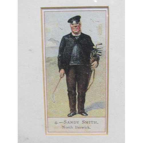 1002 - FRAMED SERIES OF FIFTY GOLFING CIGARETTE CARDS, F/G, 50CM X 60CM