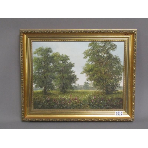 1010 - MAXWELL PARSONS - SUMMER FIELDS, SIGNED , OIL ON CANVAS, FRAMED, 29CM X 39CM