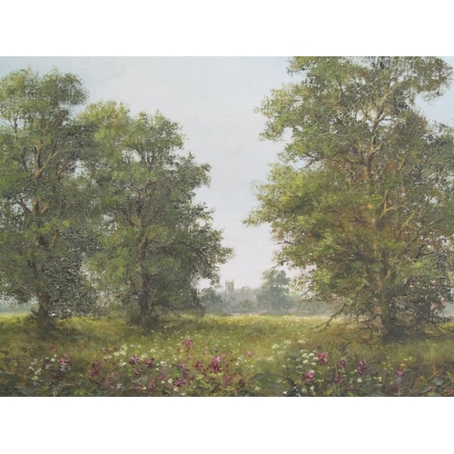 1010 - MAXWELL PARSONS - SUMMER FIELDS, SIGNED , OIL ON CANVAS, FRAMED, 29CM X 39CM