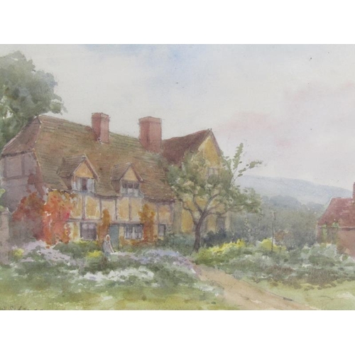 1017 - HAROLD LAWES - PAIR, 19C COTTAGES EACH WITH FIGURES IN THE FOREGROUND, SIGNED, ONE TITLED BLEDLOW, E... 