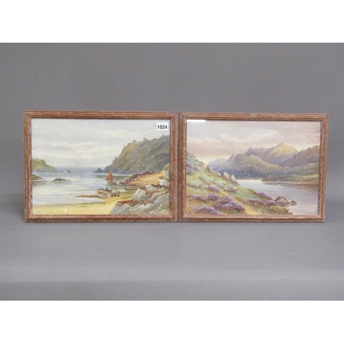 1024 - HAROLD LAWES - TWO WATERCOLOURS - UNLOADING THE CATCH & SCOTTISH LOCH, SIGNED F/G, EACH APPROX 25CM ... 