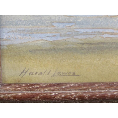 1024 - HAROLD LAWES - TWO WATERCOLOURS - UNLOADING THE CATCH & SCOTTISH LOCH, SIGNED F/G, EACH APPROX 25CM ... 