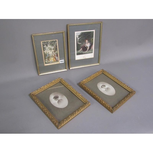 1033 - TWO VICTORIAN FRAMED COLOURED PRINTS - THE GYPSY GIRL & THE UNEXPECTED RETURN, EACH APPROX 17CM H; T... 