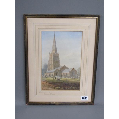 1035 - THOMAS BAKER OF LEAMINGTON - ASTON CHURCH BIRMINGHAM, WATERCOLOUR, F/G, 28CM X 18CM