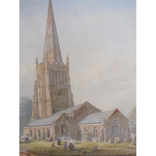 1035 - THOMAS BAKER OF LEAMINGTON - ASTON CHURCH BIRMINGHAM, WATERCOLOUR, F/G, 28CM X 18CM