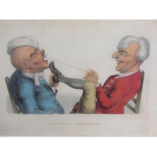 1037 - FRAMED SERIES OF FOUR EARLY 19C COLOURED PRINTS RELATING TO DENTISTRY, F/G, EACH APPROX 18CM X 27CM