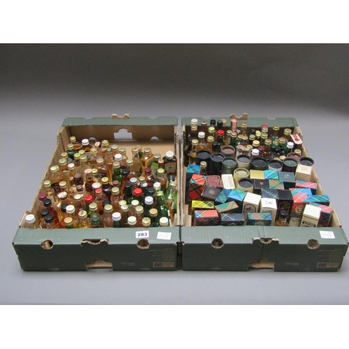 283 - TWO BOXES OF LIQUEUR AND WHISKY MINIATURES - SOME BOXED