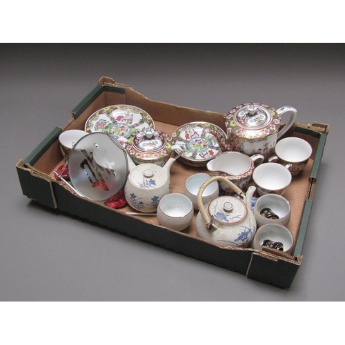 286 - BOX OF ORIENTAL PORCELAIN AND TEAWARES