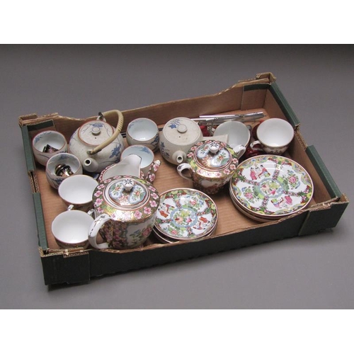 286 - BOX OF ORIENTAL PORCELAIN AND TEAWARES