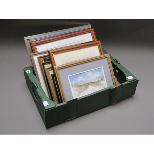 296 - BOX OF FRAMED ARTWORK - ENGRAVINGS, PRINTS ETC