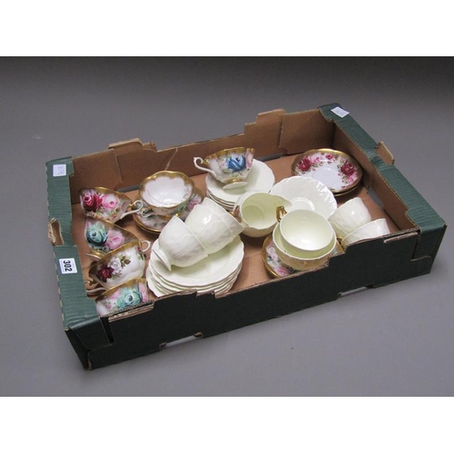 302 - BOX OF AYNSLEY AND ROYAL ALBERT TEA CUPS AND SAUCERS