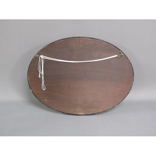 1051 - EARLY 20C BEVEL EDGED OVAL WALL MIRROR IN A CHINOISERIE FRAME, 48CM X 62CM OVERALL