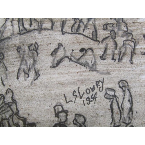 1060 - TWO F/G PRINTS AFTER LS LOWRY - THE DONKEY CART, 11CM X 16CM & FIGURES ON A BEACH, 18CM X 12CM